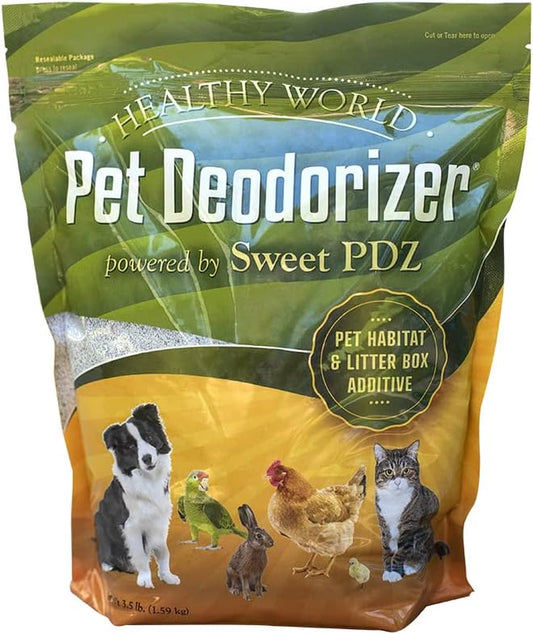 Sweet PDZ - Healthy World Pet Deodorizer - Pet Habitat & Litter Box Additive - 3.5 Lbs