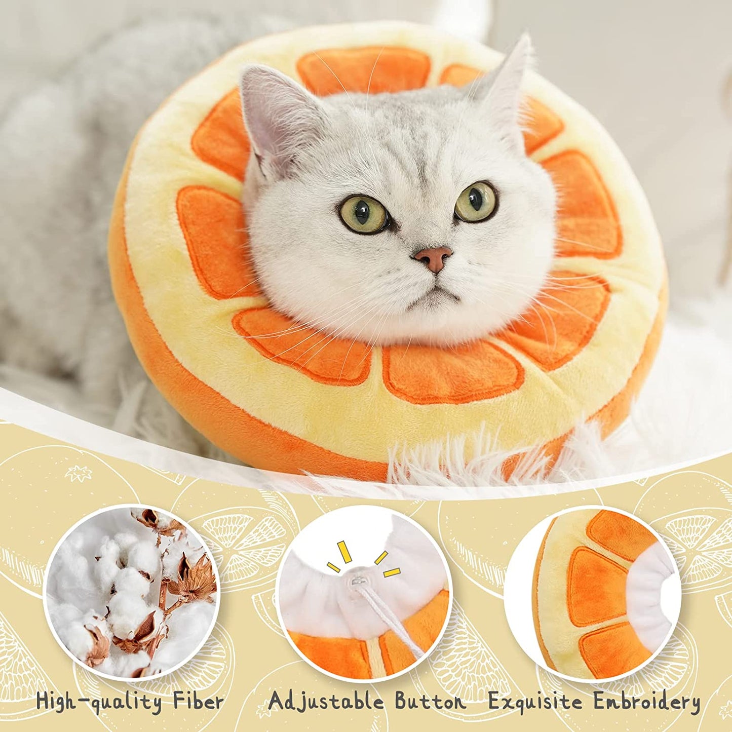 ANWA Adjustable Cat Cone Collar Soft, Cute Cat Donut Collar after Surgery, Kitten Recovery Cones to Stop Licking