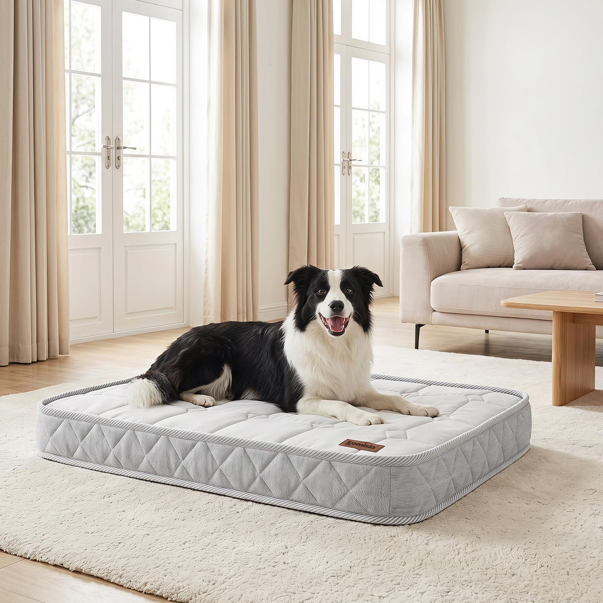 ZOMISIA Q-Max 0.5 Orthopedic Cooling Dog Bed for Crate, Reversible Warm & Cooling Dog Mattress for All Season 3" Thick Egg Crate Foam Pet Bed with Detachable Non-Slip Bottom, Waterproof Cover