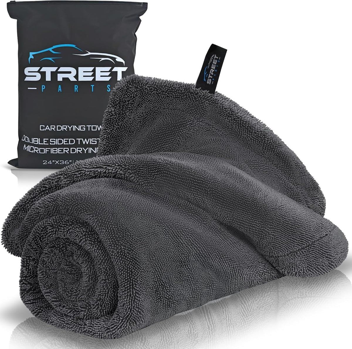 Car Drying Towel 24"X36" 1400GSM Edgeless Microfiber Towel, Ultra-Absorbent Auto Detailing Towel with Twisted-Loop Fiber Design, Streak Free, Lint Free Drying for Cars, Suvs, & Trucks