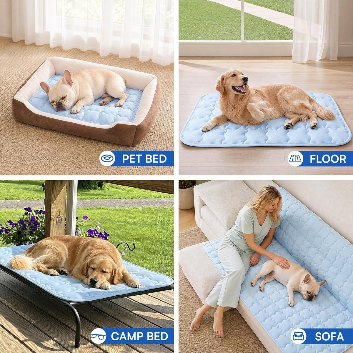LINENLUX Dog Cooling Mat, Self Cooling Non-Slip Breathable Pad Q-Max > 0.5