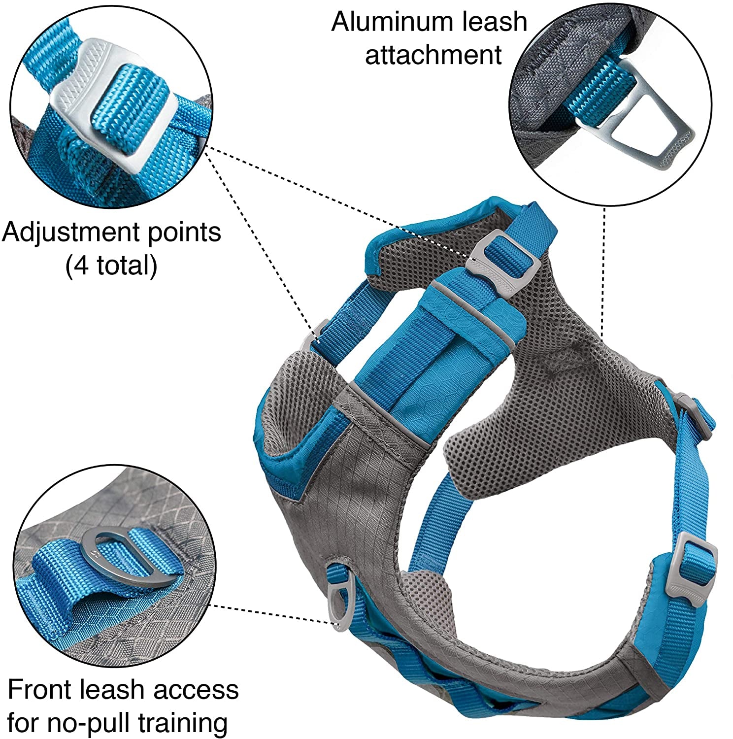 Kurgo Journey Air Dog Harness - Secure Fit for Active Dogs - Padded Chest - Lightweight Ripstop Fabric - Breathable Mesh - Reflective Trim - Back Assist Handle - Red - X-Large