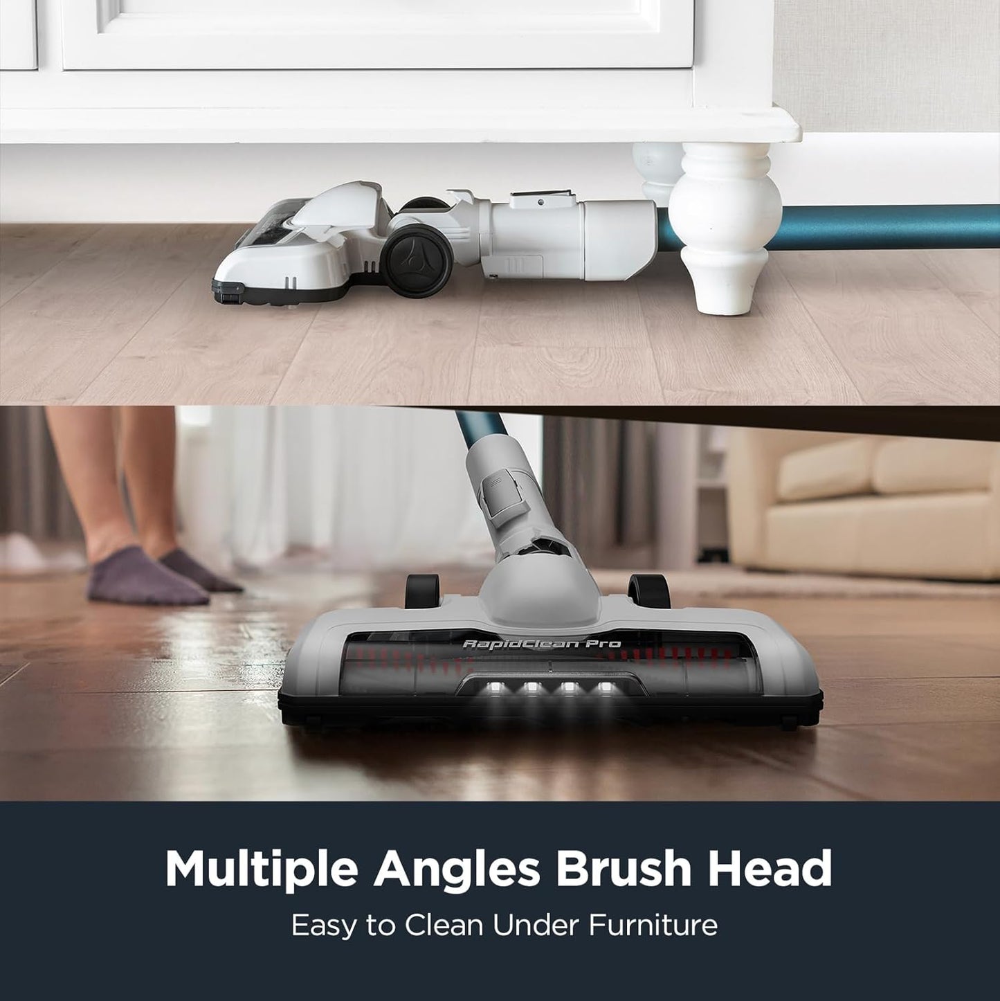 Eureka Rapidclean Pro NEC280TL Cordless Stick Vacuum Cleaner – Lightweight 5.3 Lbs, 40-Min Runtime, LED Headlights, 3 Power Modes, Ideal for Pet Hair, Hard Floors & Carpets