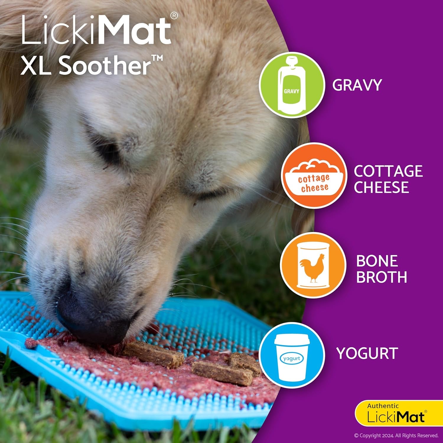 Lickimat X Large Breed Soother Dog Lick Mat, Dog Calmer, Slow Feeder, Anxiety Reliever Alternative to Puzzle Toys, Slow Feeding Bowls. Use Peanut Butter, Wet, Raw, Mixed Food, Healthy Treats - Orange
