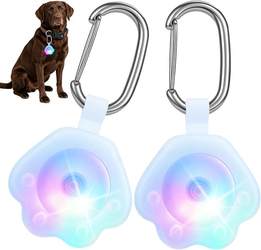 2 Pack LED Dog Collar Light, 7-Color Changing USB Rechargeable Dog Night Lights for Walking, Waterproof High Visibility Clip on Safety Light for Dog Collars, Harnesses & Leashes