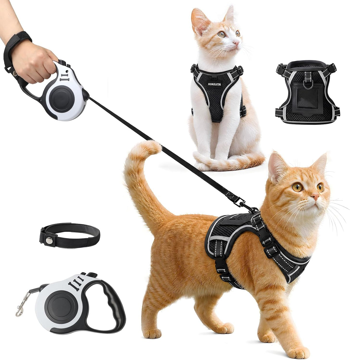 Escape Resistant Cat Harness and Leash Set with Pocket