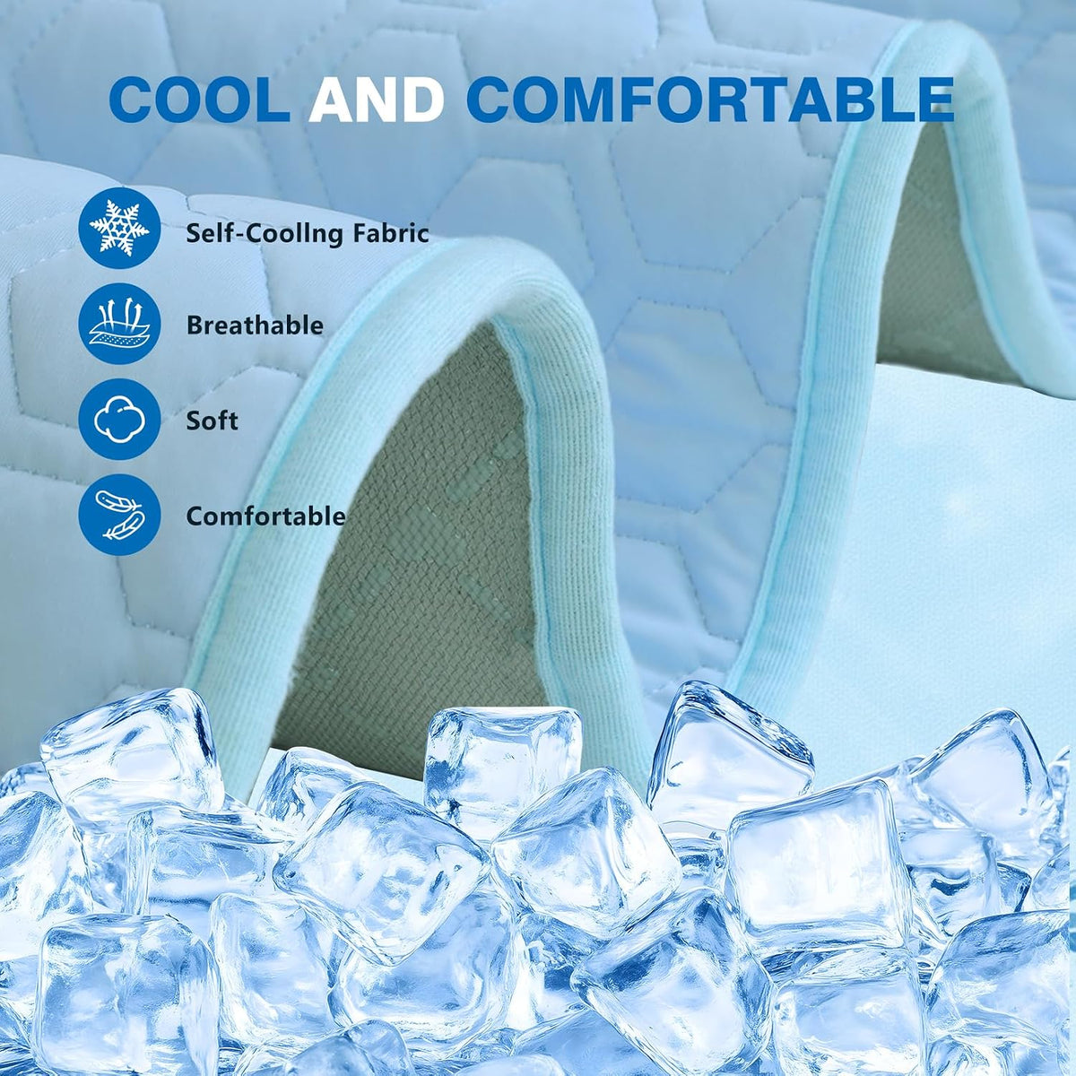 Dog Cooling Mat Ice Silk Washable Non-Slip Pet Summer Pad
