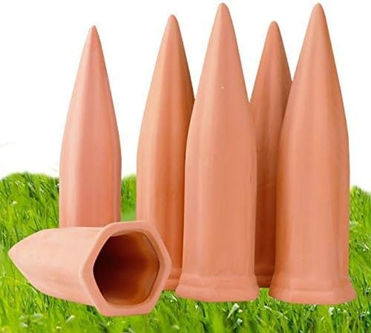 Plant Watering Devices 6 Pack Terracotta Vacation Plant Waterer Wine Bottle Watering Stakes Slow Release Plant Watering Spikes Self Watering Devices for Indoor Outdoor Plants