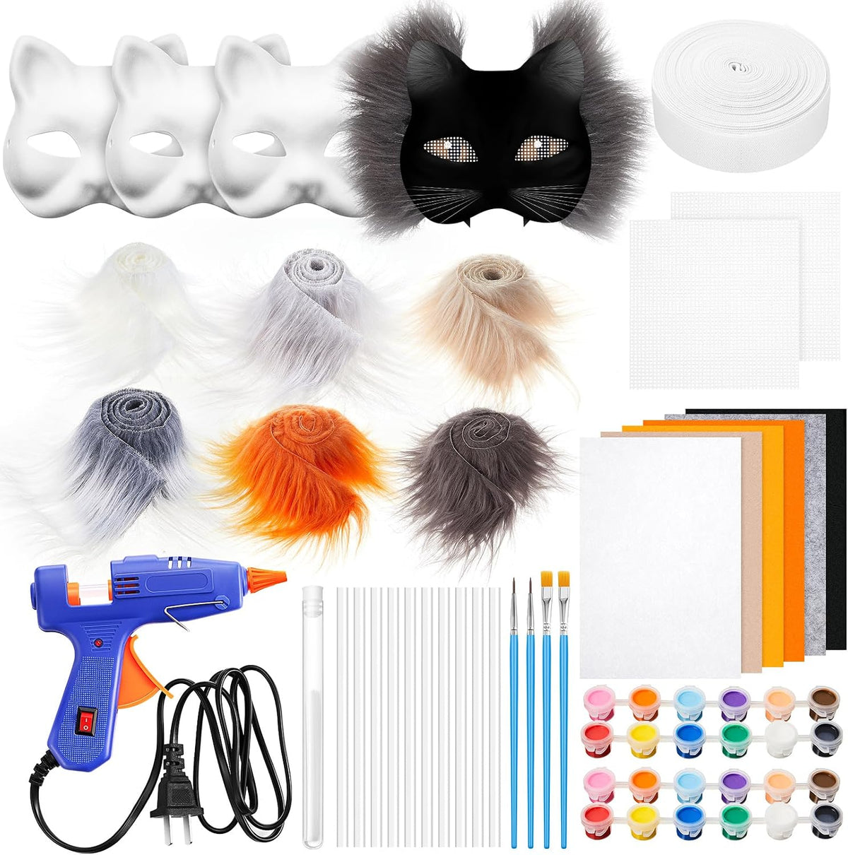 Seenelling 33 Pcs Cat Mask Kit Therian DIY for Beginners,Warm Colors