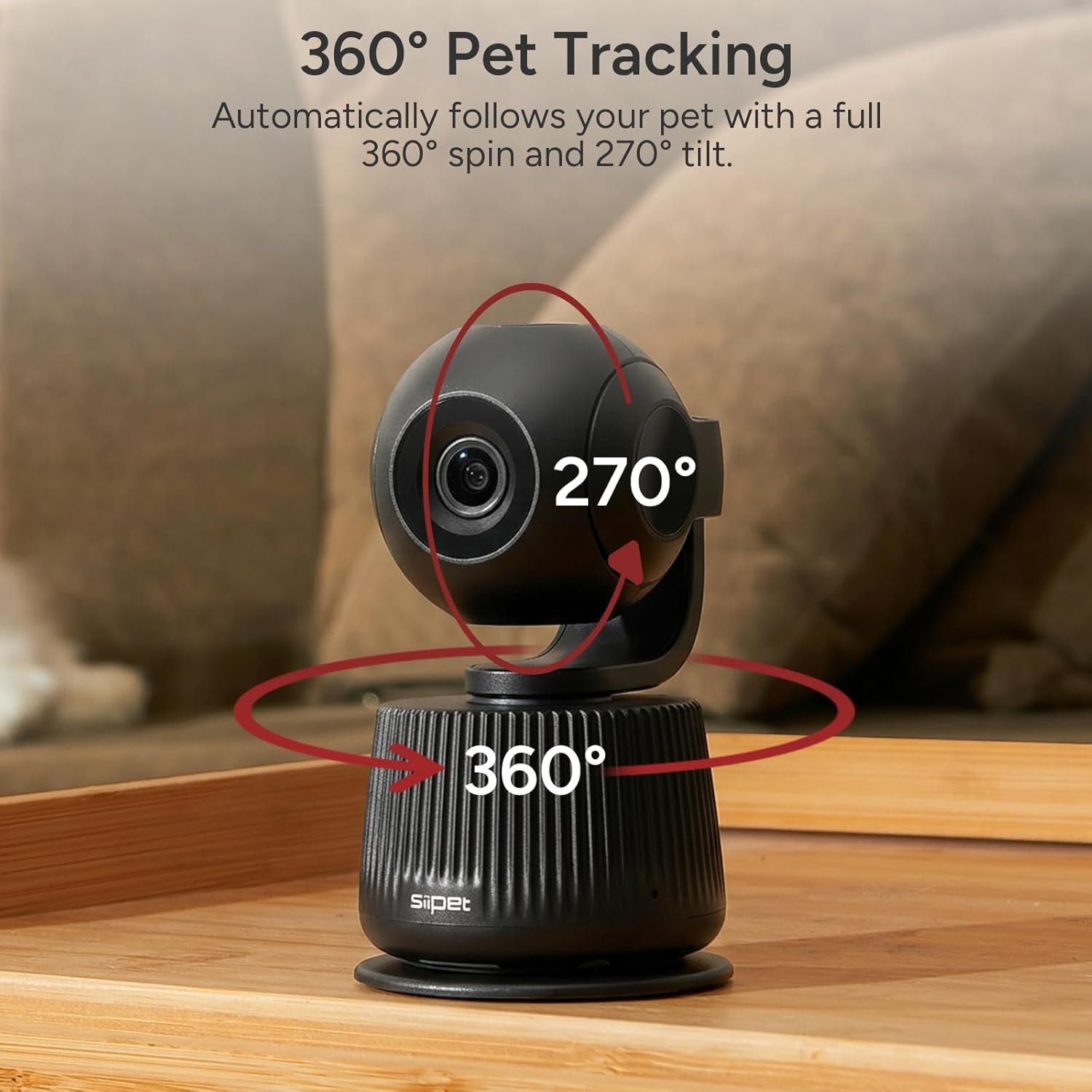 Pawtrack 4K Pet Camera with Auto Tracking, 360° Pan/270° Tilt, Behavior Alerts & Smart Pet Vlog & Two-Way Audio, Privacy Mode, Multi-Pet ID, 1080P Daily Recording Smart Pet Monitor