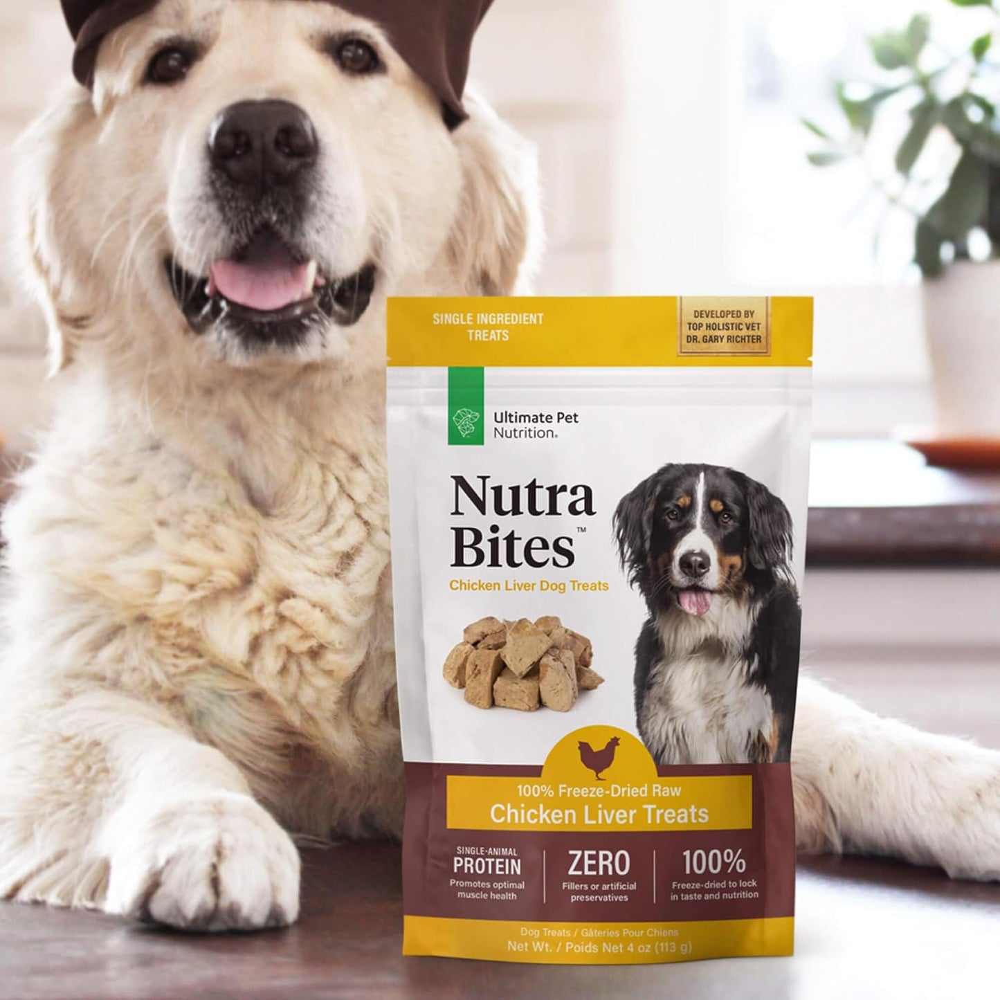 ULTIMATE PET NUTRITION Nutra Bites Freeze Dried Raw Single Ingredient Training Treats Food Topper for Dogs, 4 Ounces, Chicken Liver