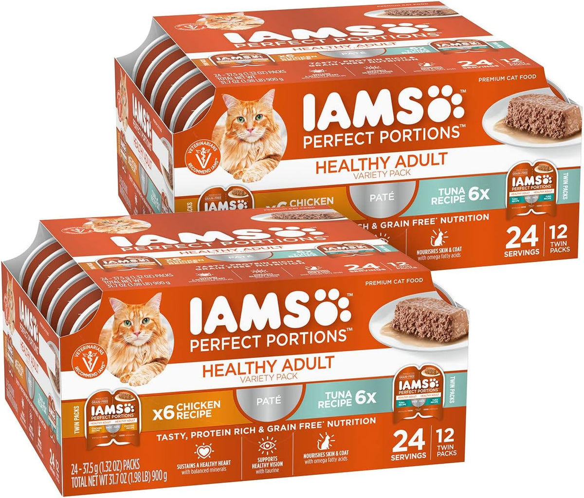 IAMS Perfect Portions Pate Wet Cat Food, Variety, 12 Count, 2-Pack