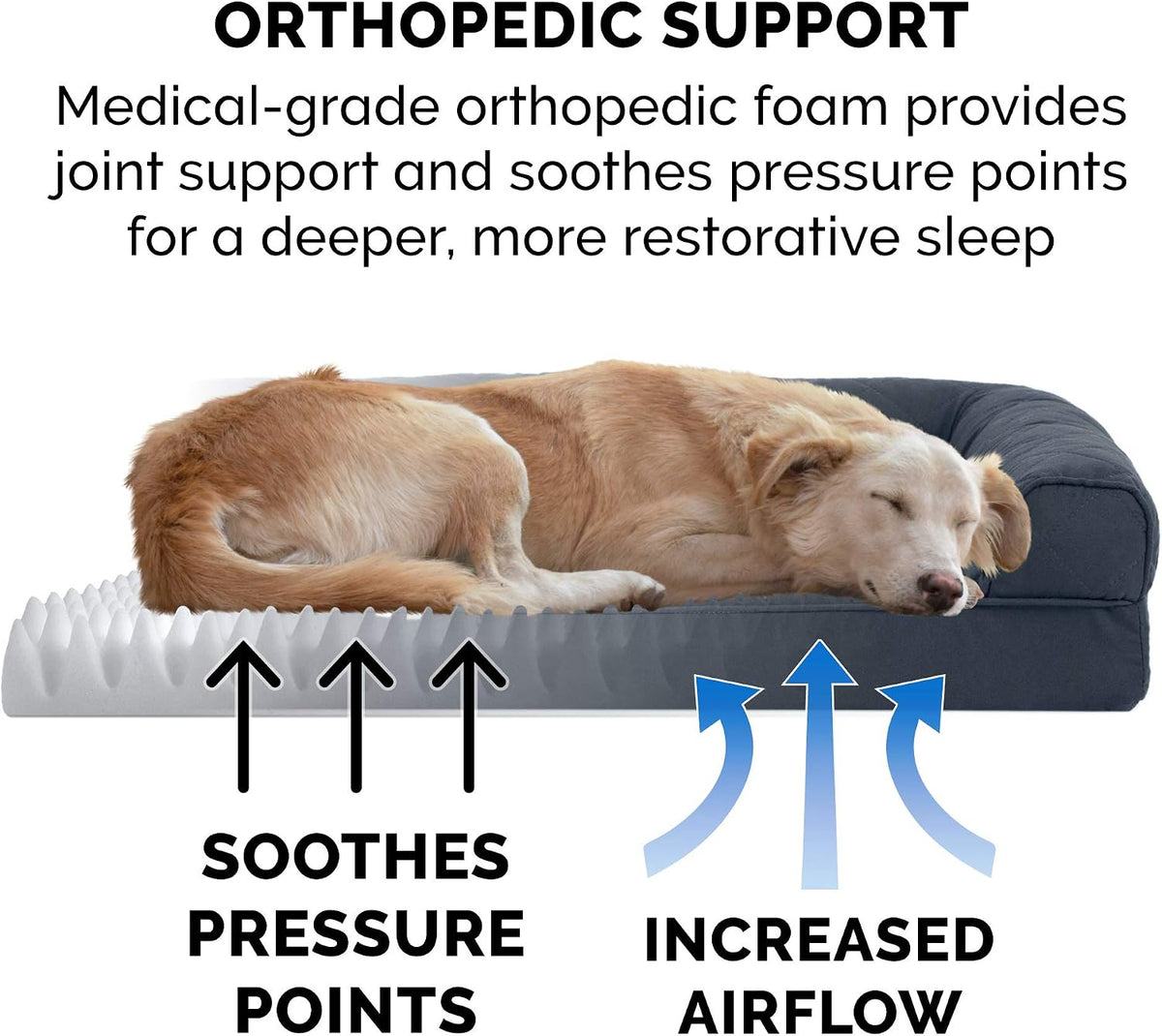 Furhaven Dreamer Sofa Orthopedic Dog Bed for Large Dogs with Orthopedic Egg Crate & Solid Orthopedic Foam Base for Joint Support, Removable Washable Cover, Jumbo XL, Quilted Sofa, Iron Gray