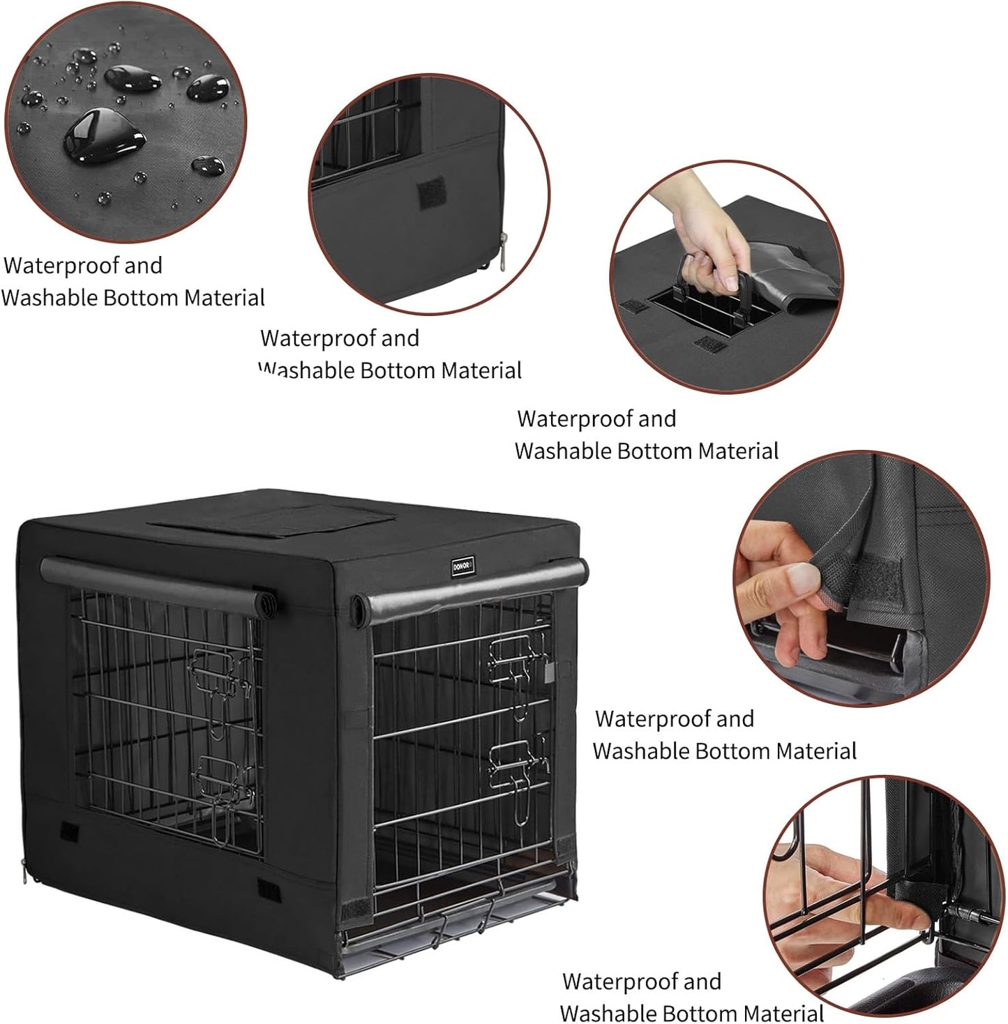 DONORO Dog Crates for Small Size Dogs Indoor Double Door Dog Kennels & Houses for Puppy and Cats, Collapsible Metal Contour Dog Cages (Black, 24.0" L X 18.0" W X 20.0" H)