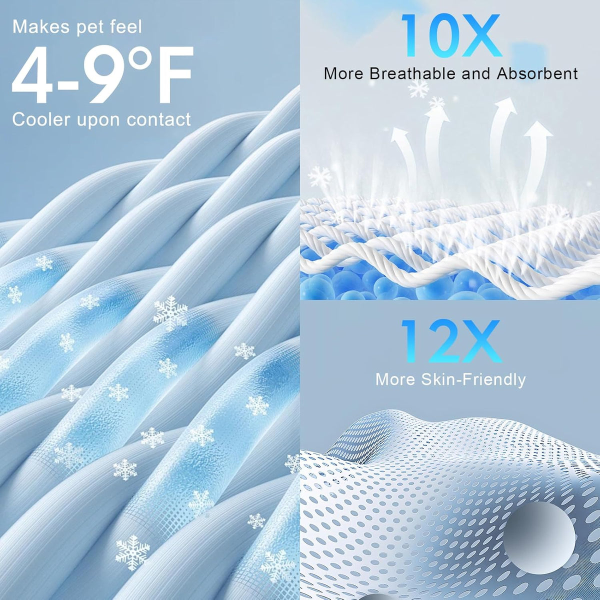 BEAUTYZOO Upgraded Dog Self Cooling Mat Ice Silk Chill Pads for Small Medium Large Dogs Q-MAX＞0.43- Summer Reusable Pet Training Pad - Absorbent Non-Slip Cool Mat for Kennels, Crates, Beds, 18" X 24"