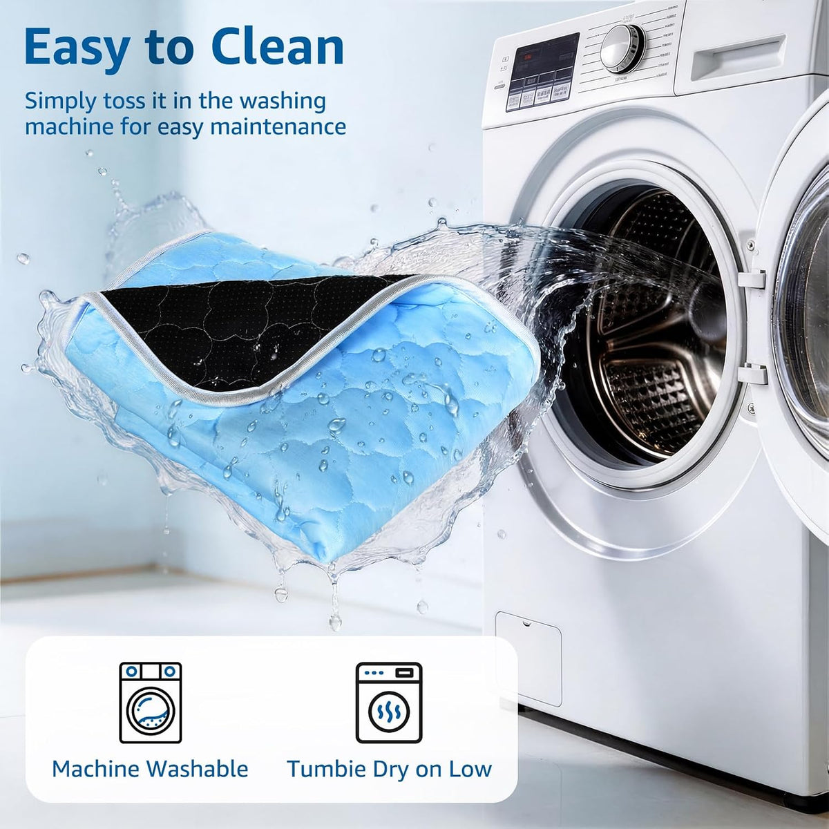 Pet Cooling Mats for Dogs, Cooling Pet Bed Outdoor & Indoor Use W Ice Silk Fabric & Waterproof Cover, Summer Cool Pad 29" X 18", Non-Slip Washable Pet Blanket for Crate Kennel Travel (Cryo Ice Blue)