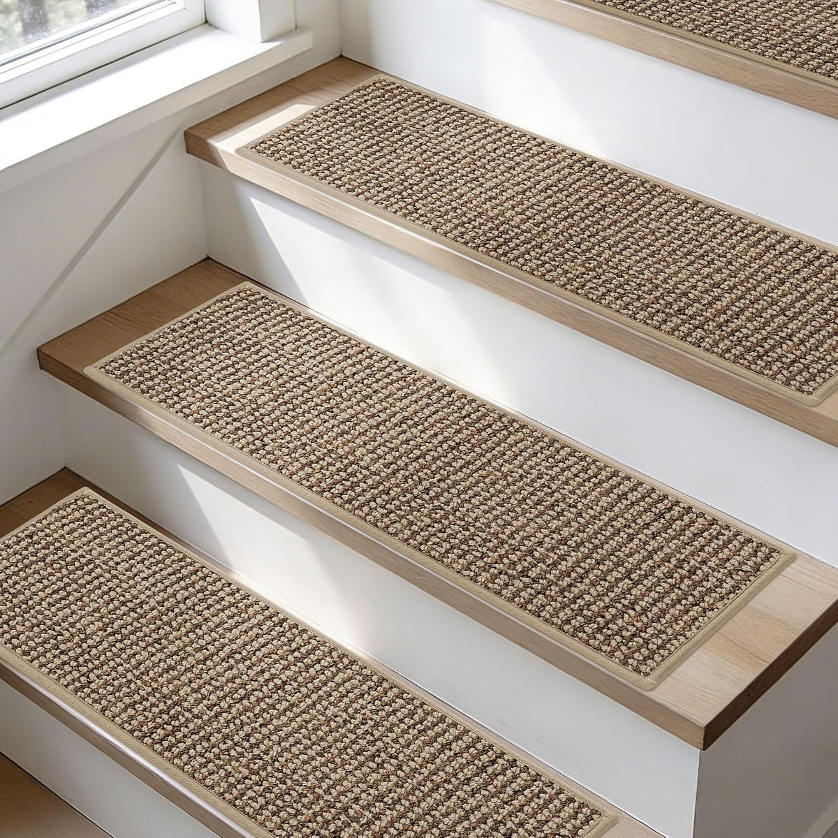 BEQHAUSE Stair Treads Non Slip for Wooden Steps 28X9In, 15Pcs, Taupe