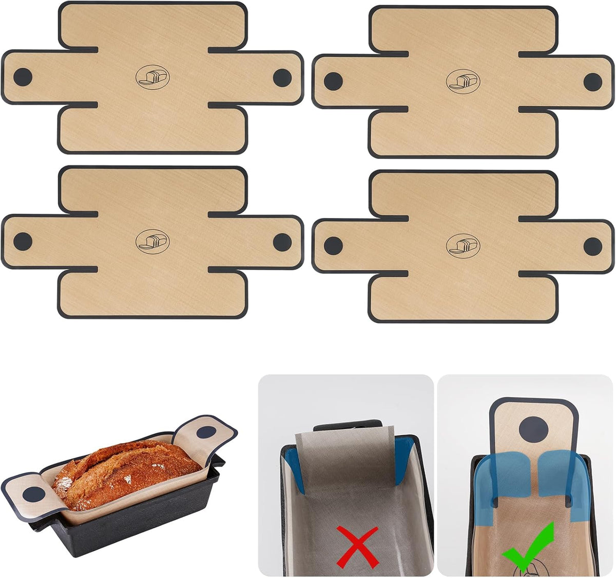 Nihome Silicone Bread Sling, Nonstick Reusable Loaf Pan Liner, Brown