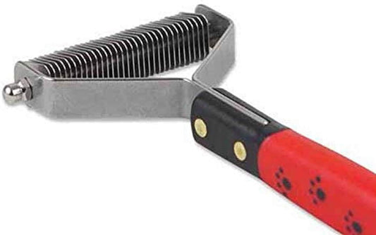 RYAN'S PET SUPPLIES Paw Brothers 32 Blade Extra Fine Double Wide Dematting Undercoat Rake for Dogs and Cats, Professional Grade, Dog Shedding Brush, Stainless Steel Blades, Rounded Gentle Teeth