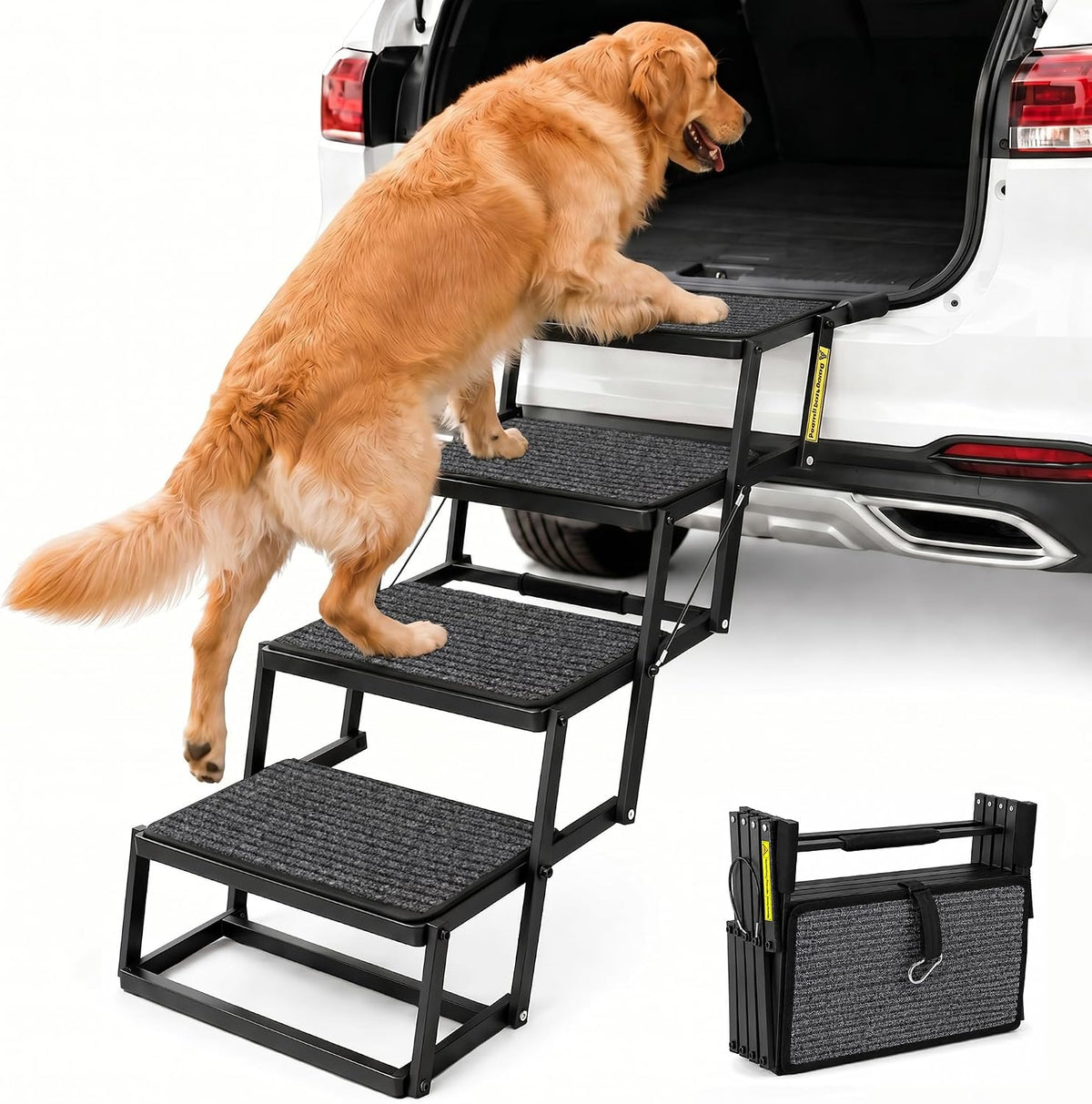 4-Step Heavy Duty Dog Stairs for Large Dogs, Car & SUV, 20-24 In
