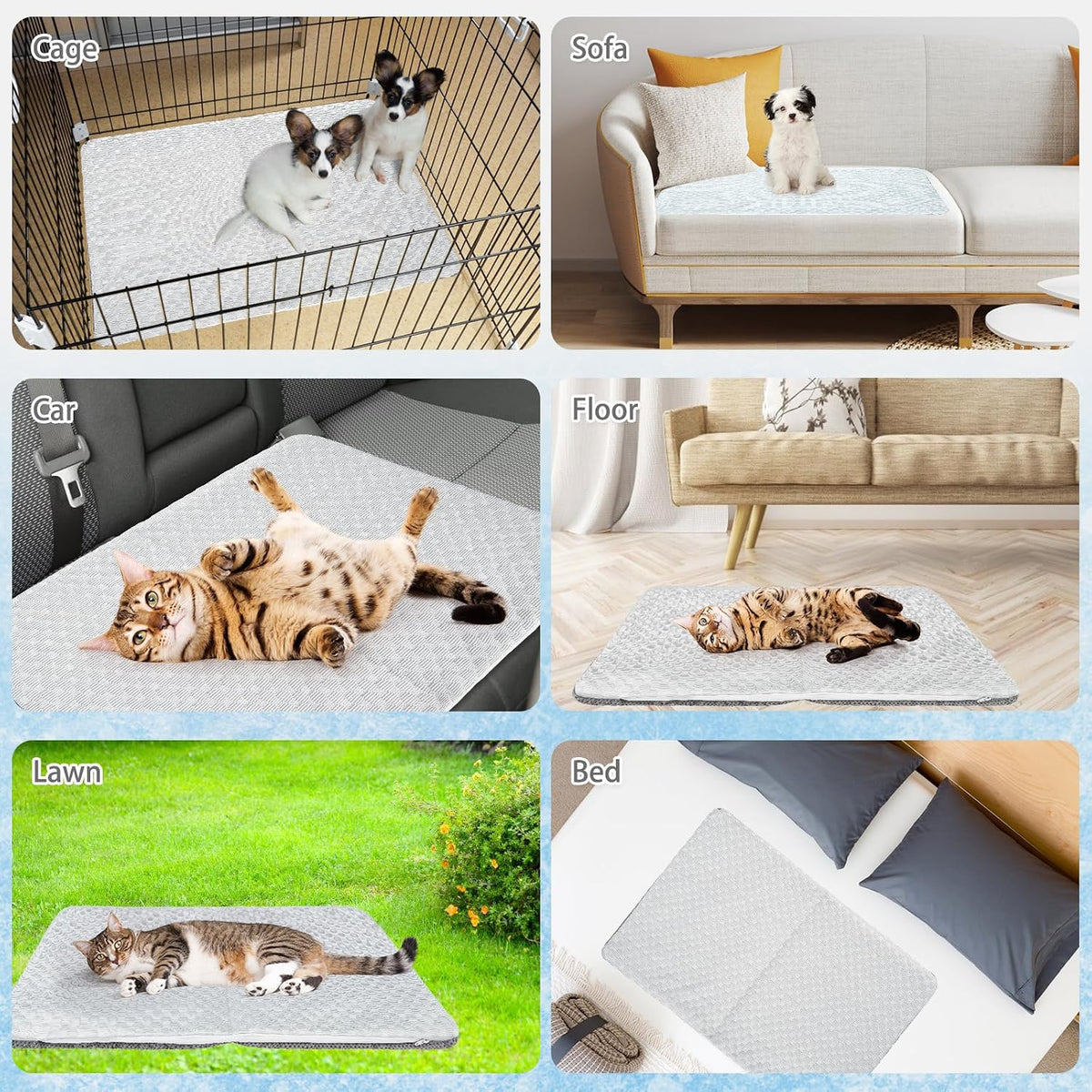 Cat Cooling Mat, Cooling Pad for Dogs Cats with Ice Gel Bag to Stay Clod Longer, Two Sided Soft Kitten Sleeping Bed for Summer, Washable for Crate Kennel, Arc-Chill Cool Fiber Q-MAX >0.45, 16.5X26"