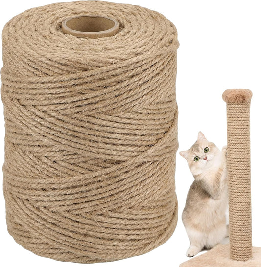 Natural Sisal Rope for Cat Scratcher, 1/4In X 164Ft Twine for Cat Tree