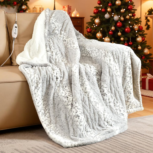 Bearhug Electric Heated Throw Blanket 50" X 60", Reversible Faux Fur & Sherpa, 6 Heating Levels & 4H Auto Off, Over-Heat Protect, ETL Certification, Machine Washable