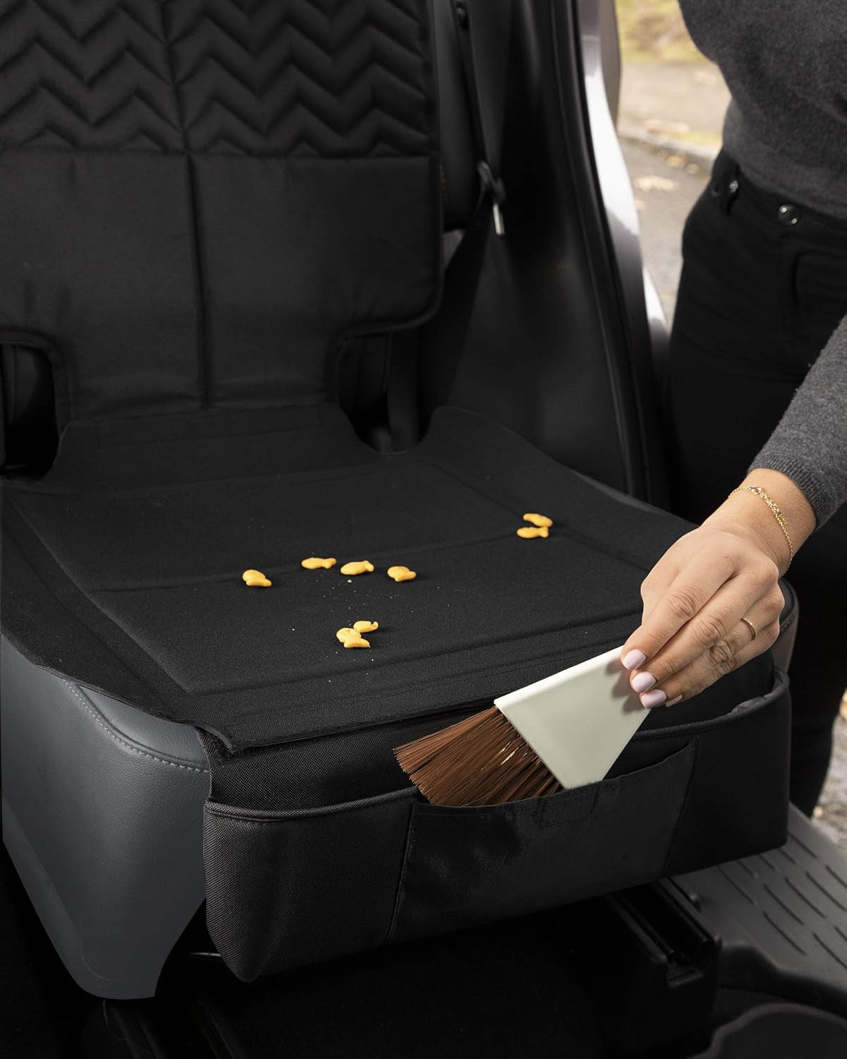 Skip Hop Clean Child Car Seat Protector, Universal Baby Carseat Cover with Clean Sweep Crumb Catcher