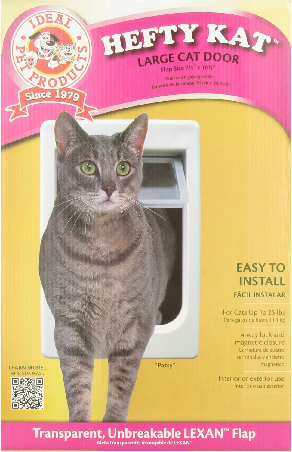 Ideal Pet Products Chubby Kat Door, Plastic, Large, 7.5" X 10.5" Flap Size