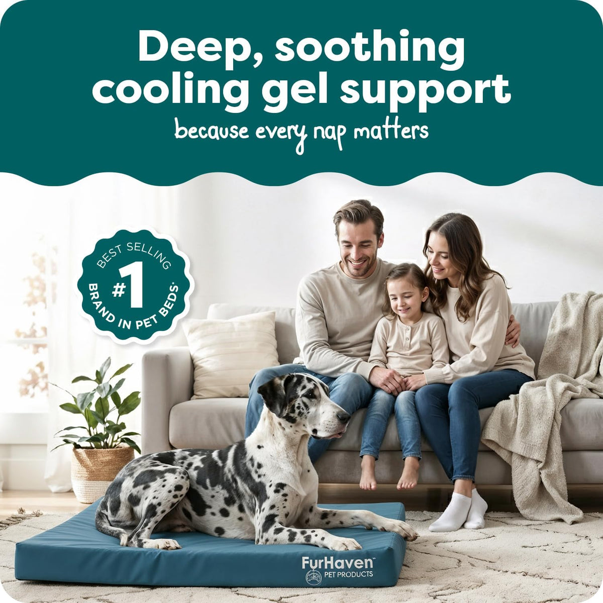 Furhaven Water-Resistant Cooling Gel Dog Bed for Large Dogs, Cool Gel-Top Foam with a Solid Orthopedic Foam Base for Comfort and Support, Washable Cover, Jumbo plus XXL, Polycanvas, Deep Lagoon