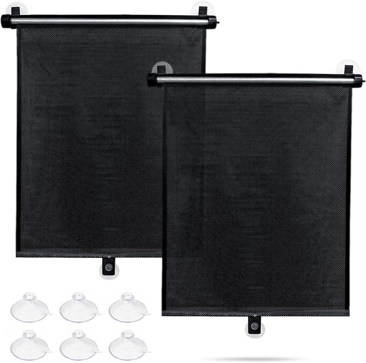 Sfee Car Window Shade for Side Windows, 2 Pack Sun Shade Retractable for Car Blocks Heat and UV Rays Glare Protection Roller Sunshade Visor for Baby, Kids, Pets, Passengers