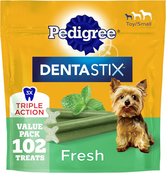 Pedigree Dentastix Small & Toy Breed Dental Dog Treats, Fresh, 102 Count