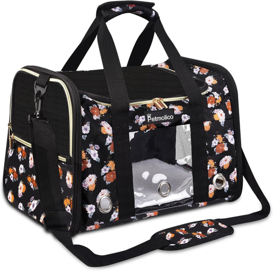 Petmolico Cat Carrier Soft-Sided Airline Approved, Large, Orange Flower