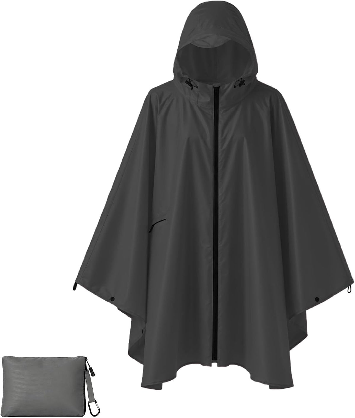 King Mills Zipper plus Size Rain Poncho, Reusable Rain Ponchos for Adults plus Size with Zipper, Adult Ponchos with Hood