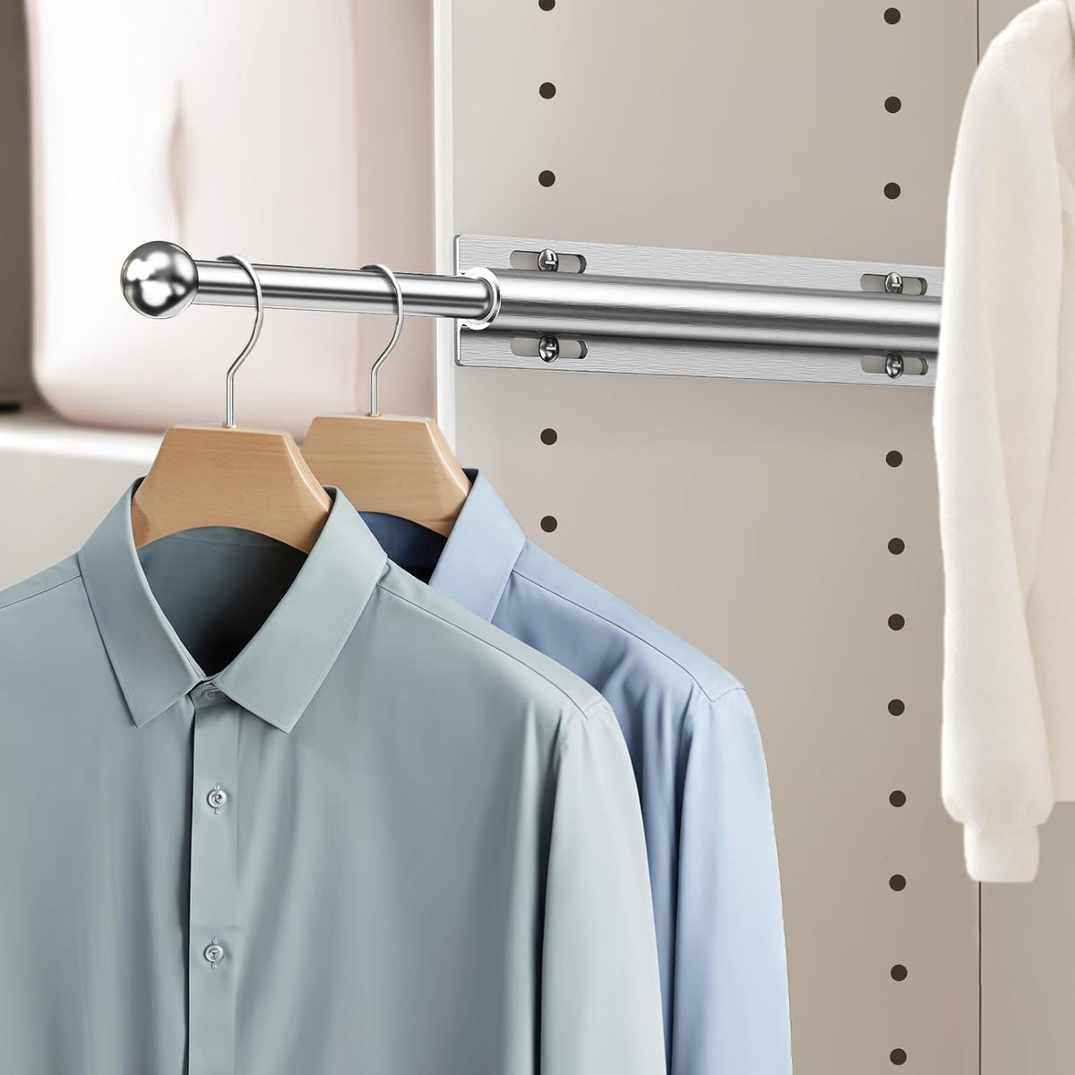 Supforce 12" Valet Rod for Closet Pull Out for Wardrobes RV, Brushed Silver