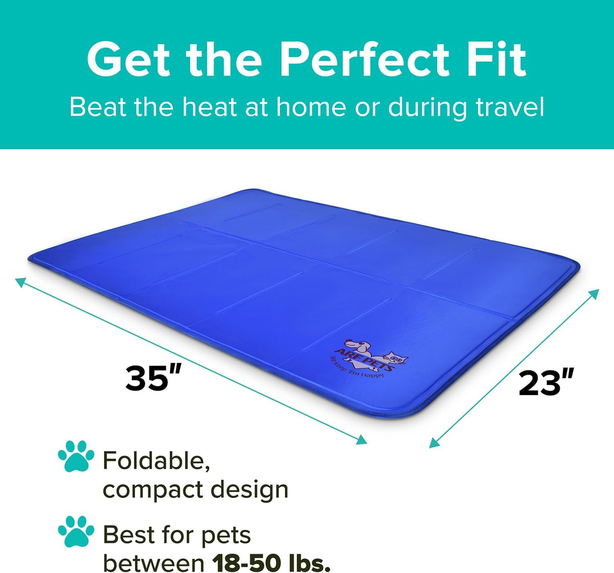 Arf Pets Dog Cooling Mat - Solid Gel Self-Cool Pad | Durable & Non-Toxic