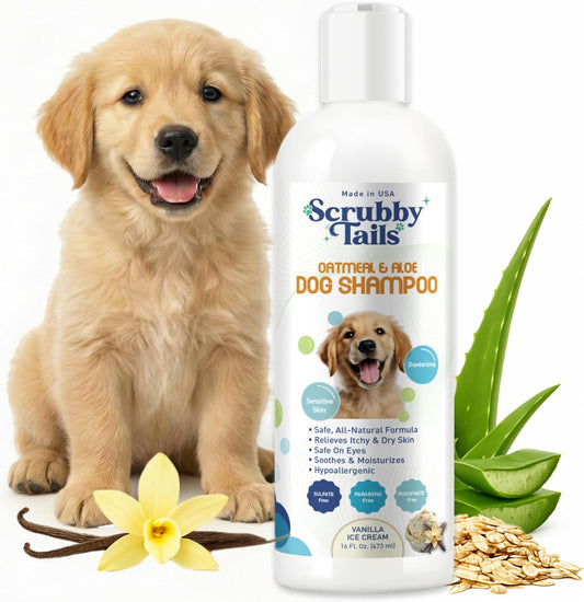 Enzymatic Oatmeal Dog Shampoo, Itchy Skin, Vanilla, 16 Oz