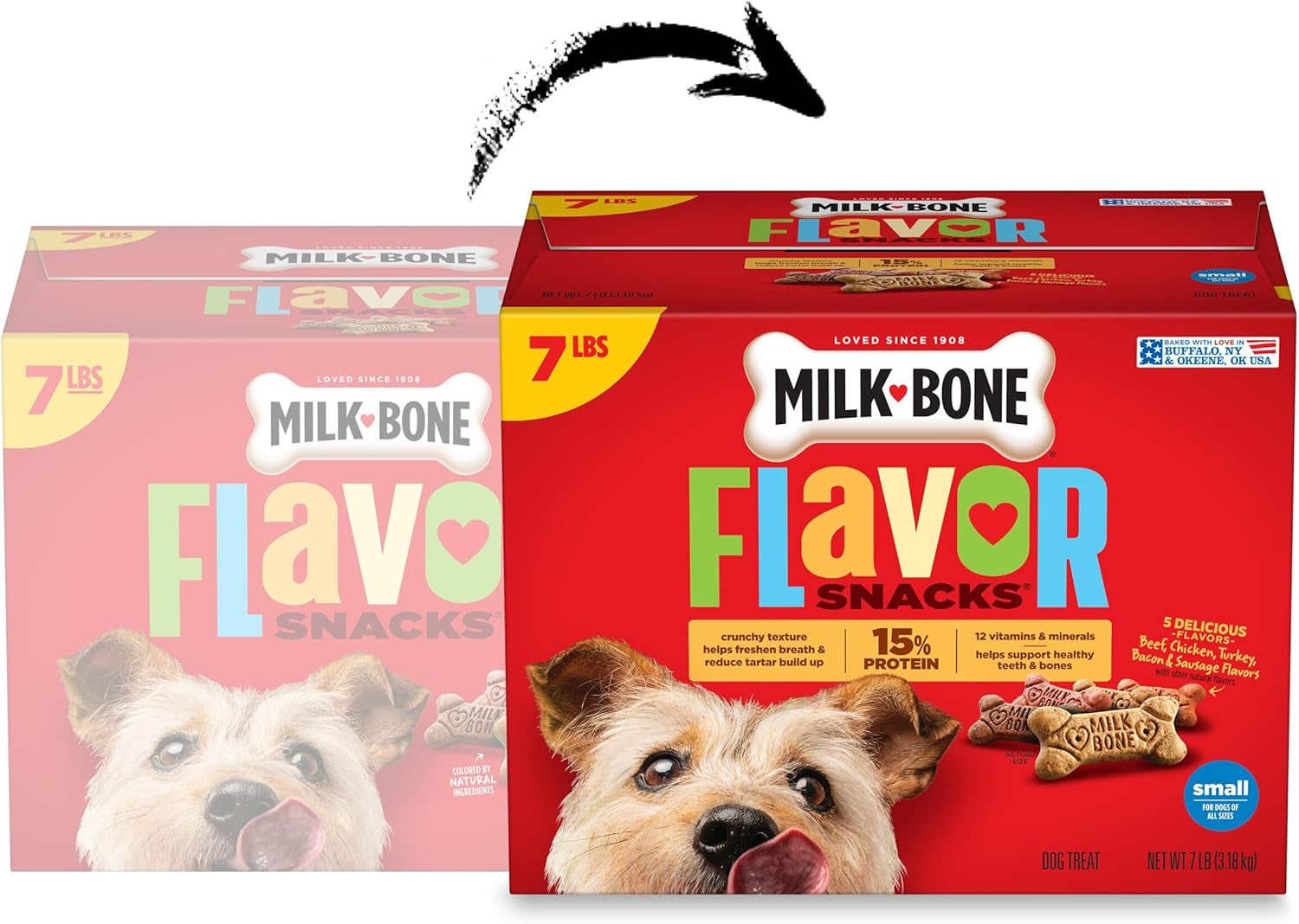 Milk-Bone Flavor Snacks Small Dog Biscuits, Flavored Crunchy Dog Treats, 7 Pound Box