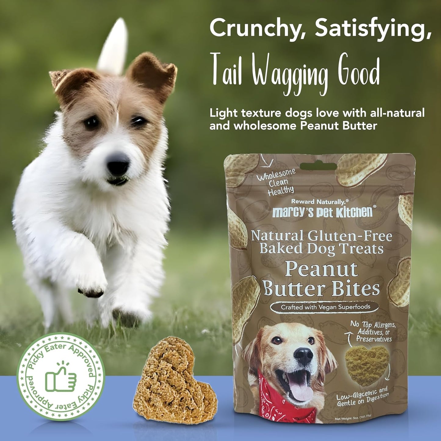 Marcy'S Pet Kitchen-Diabetic- All Natural, Crunchy, Peanut Butter Dog Treats - Vet Approved- No Preservatives-Vegan, Gluten Free, Human Grade - Crunchy-Made in the USA, Healthy Peanut Butter Treats