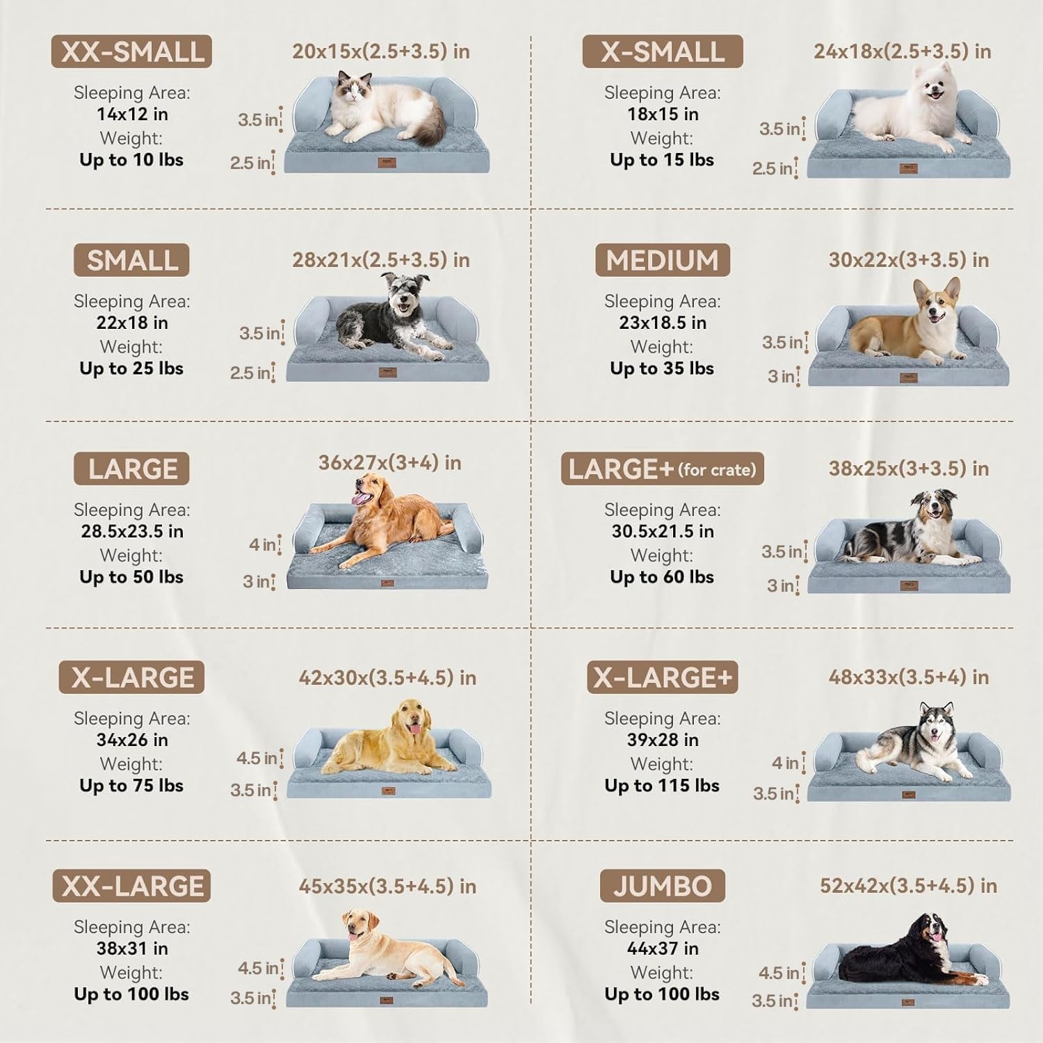 Large Dog Bed Orthopedic Washable - Beds Bolster - Medium XL Xlarge Big Dogs - Memory Foam Couch Sofa - Waterproof with Removable Cover