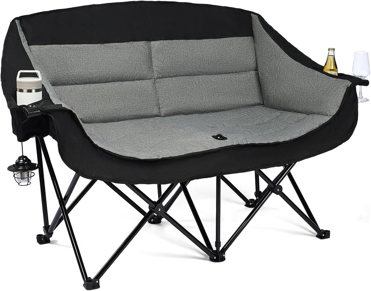Double Camping Loveseat Chair - Oversized Lawn Chair for Adults