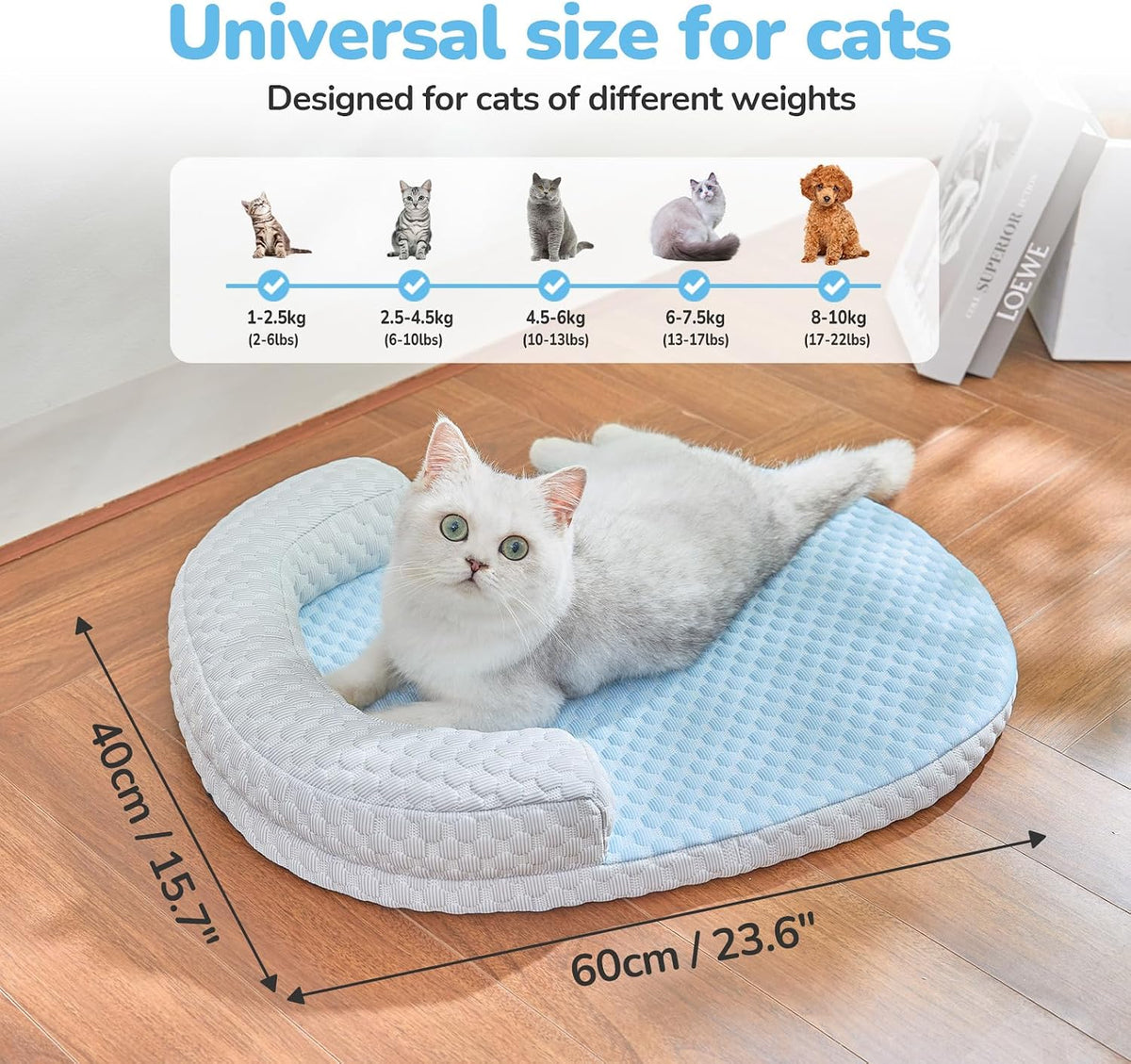 CATISM Summer Cat Cooling Mat Cooling Mat for Cats with U-Pillow