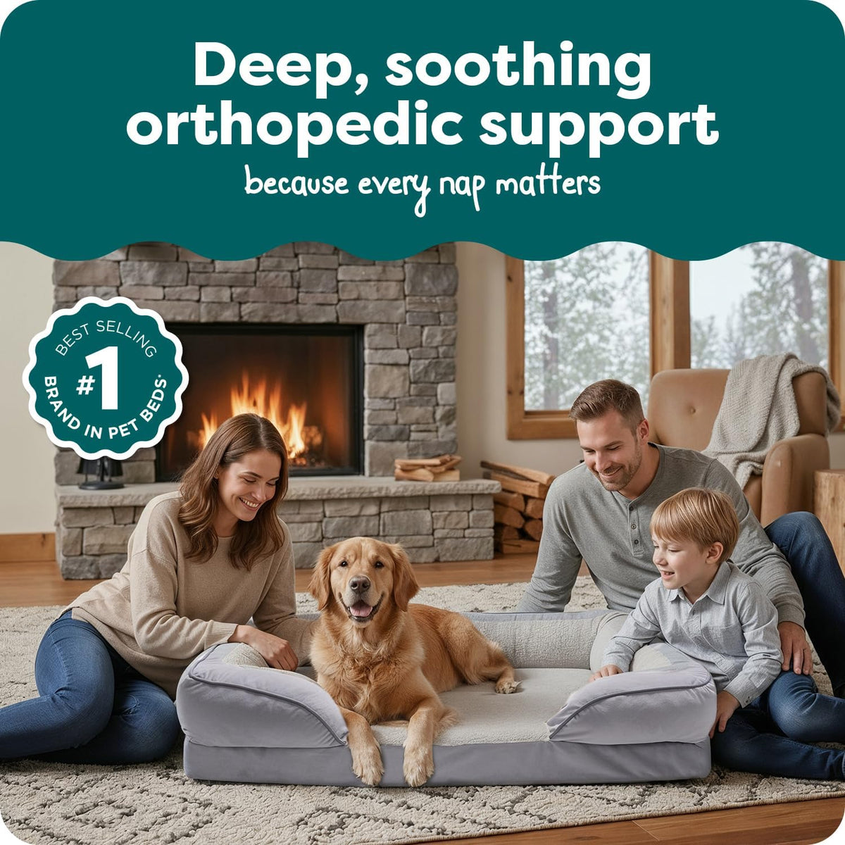 Furhaven Perfect Comfort Sofa Orthopedic Dog Bed for Large Dogs, Memory-Top Foam with a Solid Orthopedic Foam Base for Joint Support, Removable Washable Cover, Jumbo XL, Plush & Velvet, Granite Gray