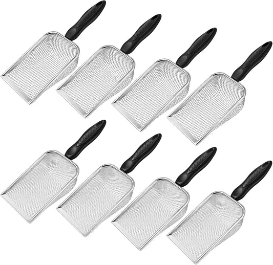 8 Pcs Stainless Steel Litter Scoop Set, 2Mm & 3.8Mm Mesh Cat Litter Scooper