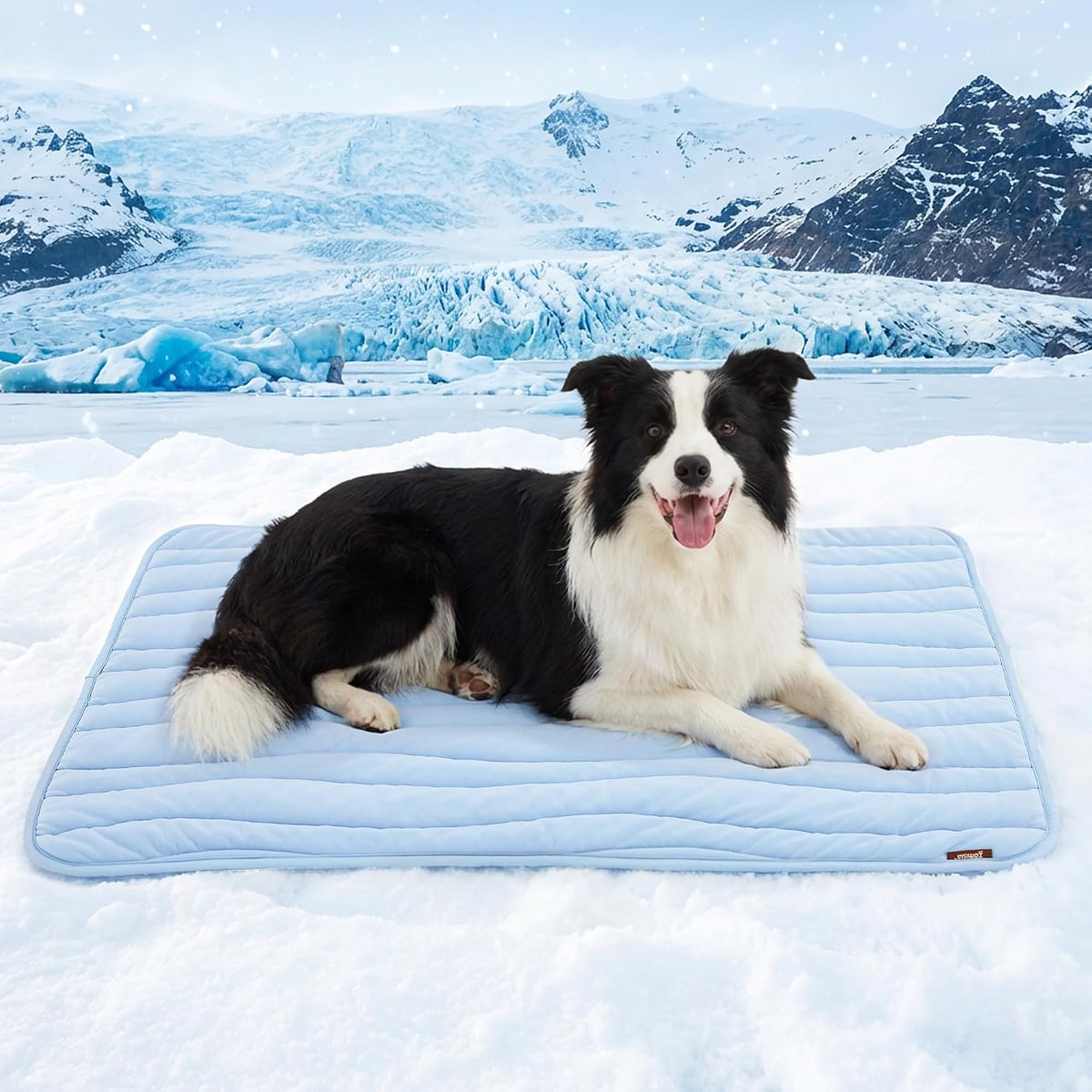 ZOMISIA Cooling Mat for Extra Large Dogs XL - Thin Portable Pet Cooling Pad, Breathable and Washable Cool Fiber with Non-Slip Bottom, Outdoor Use for Summer, 44X32, Blue