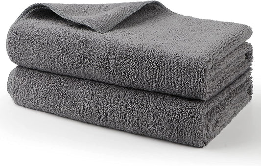 HOMEXCEL Professional Large Microfiber Car Drying Towels 2 Pack, Lint Free, Scratch Free, Highly Absorbent Drying Towel for Cars, Suvs, Rvs, Trucks, and Boats,31" X 24",Grey