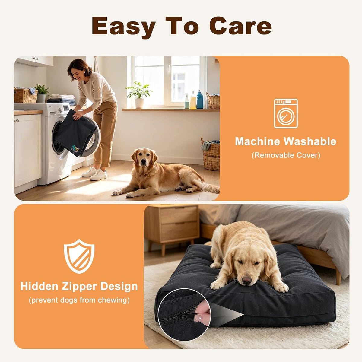 JOEJOY Chew Proof Indestructible Dog Bed for Large Dog, Chewproof Crate Pad