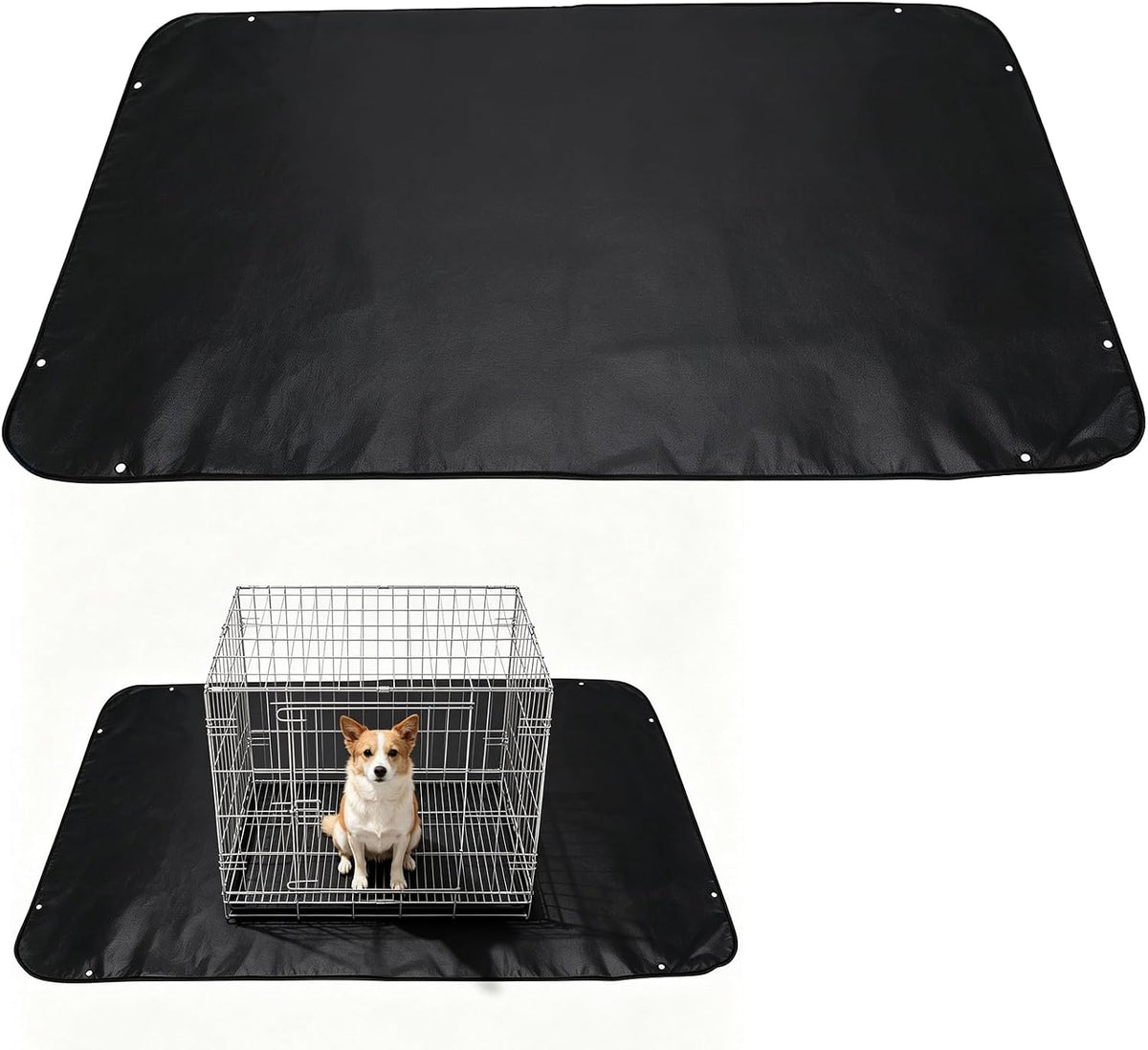 Dog Crate Mat,38.1" X 57.8" Pet Cage Floor Mat Non Slip Waterproof Kennel Pad Reusable Washable Floor Covering Snap Button Design Cage Protector for Dog Playpen Pet Training and Daily Use