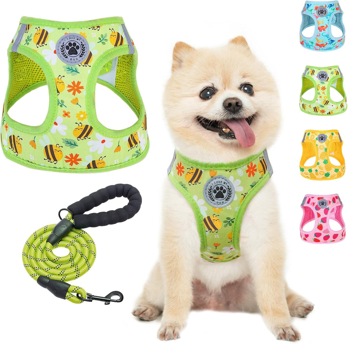 Small Dog Harness and Leash Set,No Pull Puppy Pet Vest - Bee, S