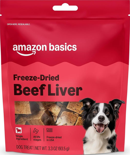 Amazon Basics Freeze-Dried Raw Single Ingredient Dog Treats (Previously Wag), Beef Liver, High Protein, Grain-Free, 3.3 Ounce (Pack of 1), Packaging May Vary